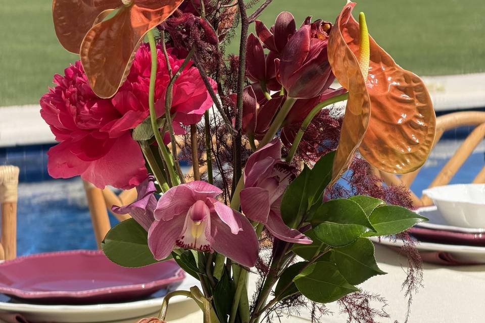 Decoración floral de mesa