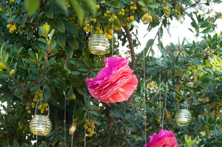 Pompón de flores colgantes