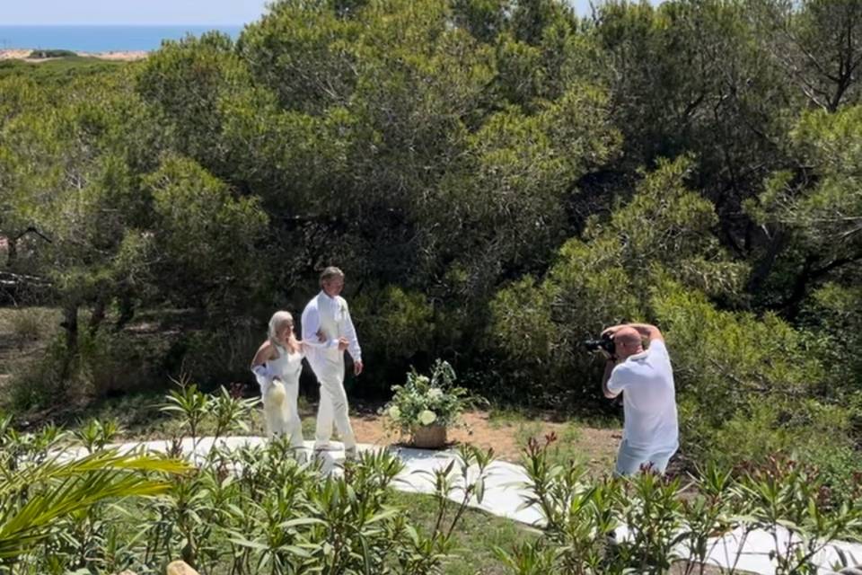 Boda terraza blanca