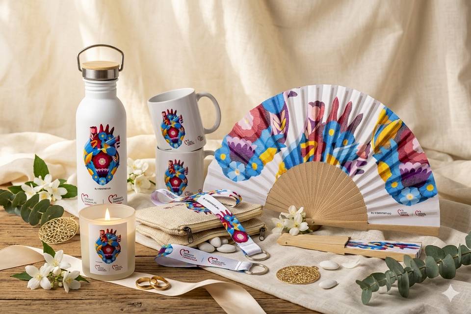 Abanicos, botellas, tazas...