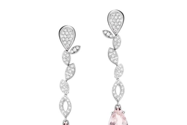 Pendientes de oro blanco/morganita