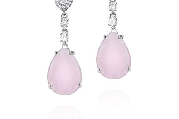 Pendientes de plata con jade rosa