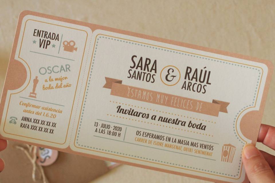 Invitación de entrada de cine