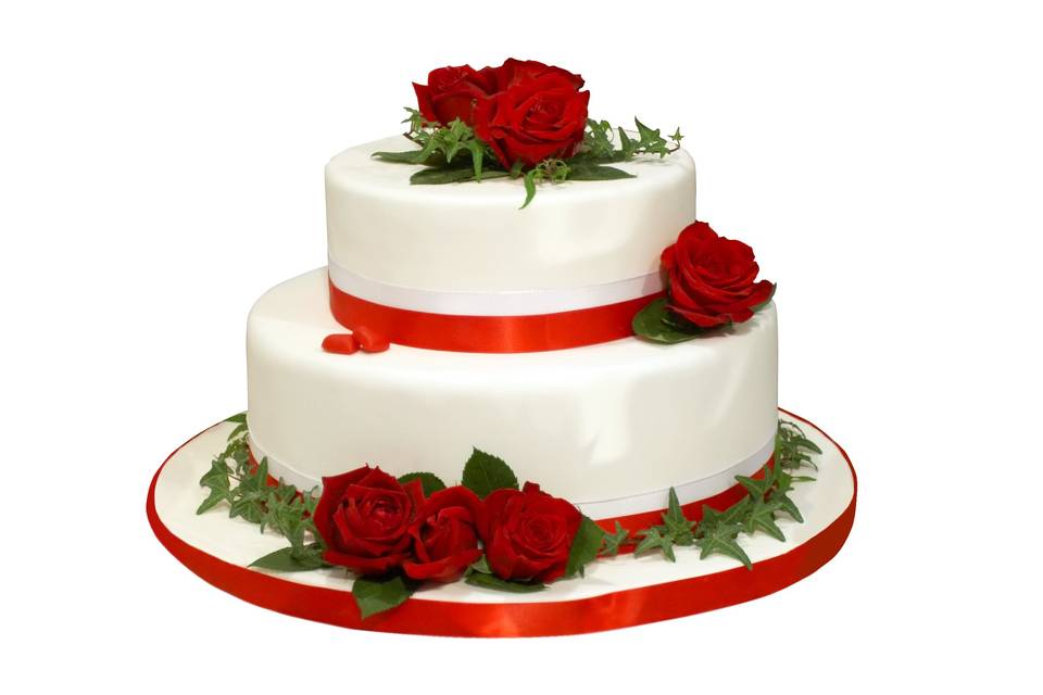 Tarta boda rosas frescas