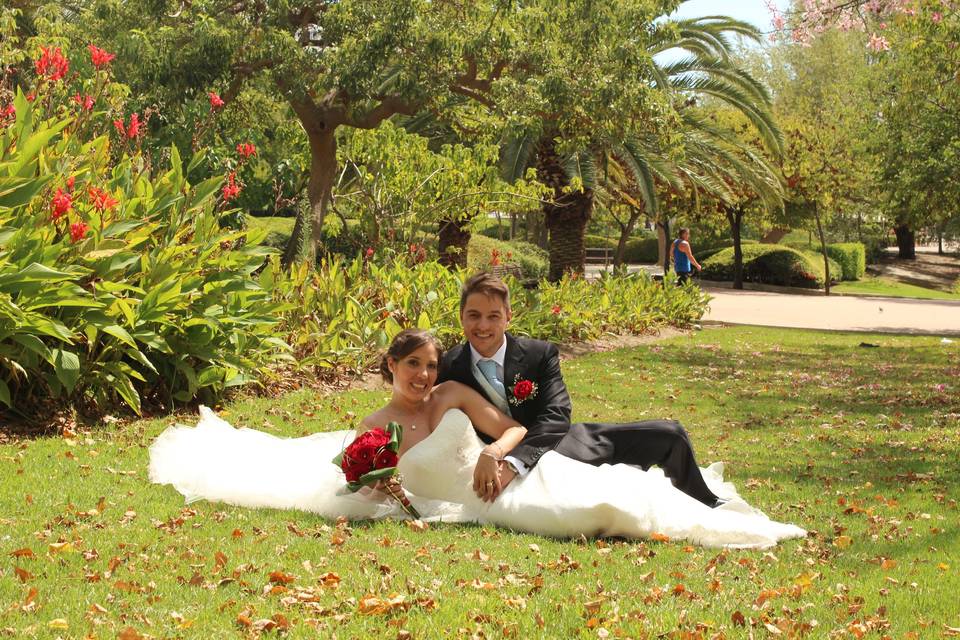 Novios en el parque