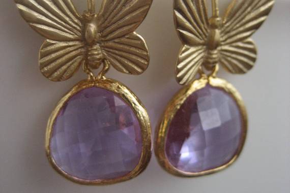 Pendientes mariposa lila