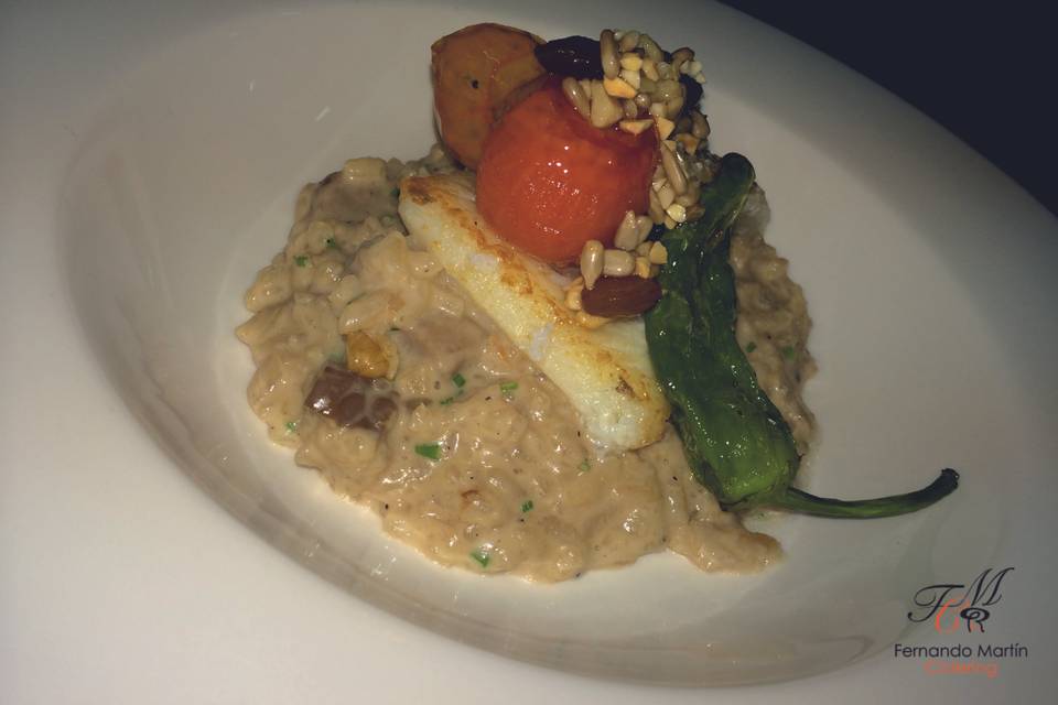 Rodaballo con risoto de boletus - Fernando Martín Catering