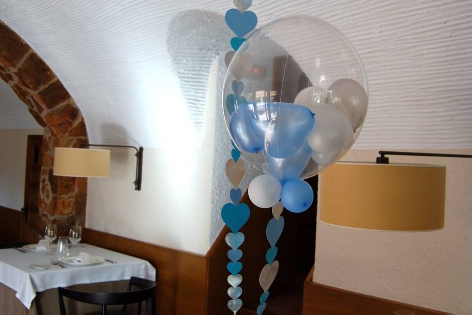 Centro de mesa bubbles azules