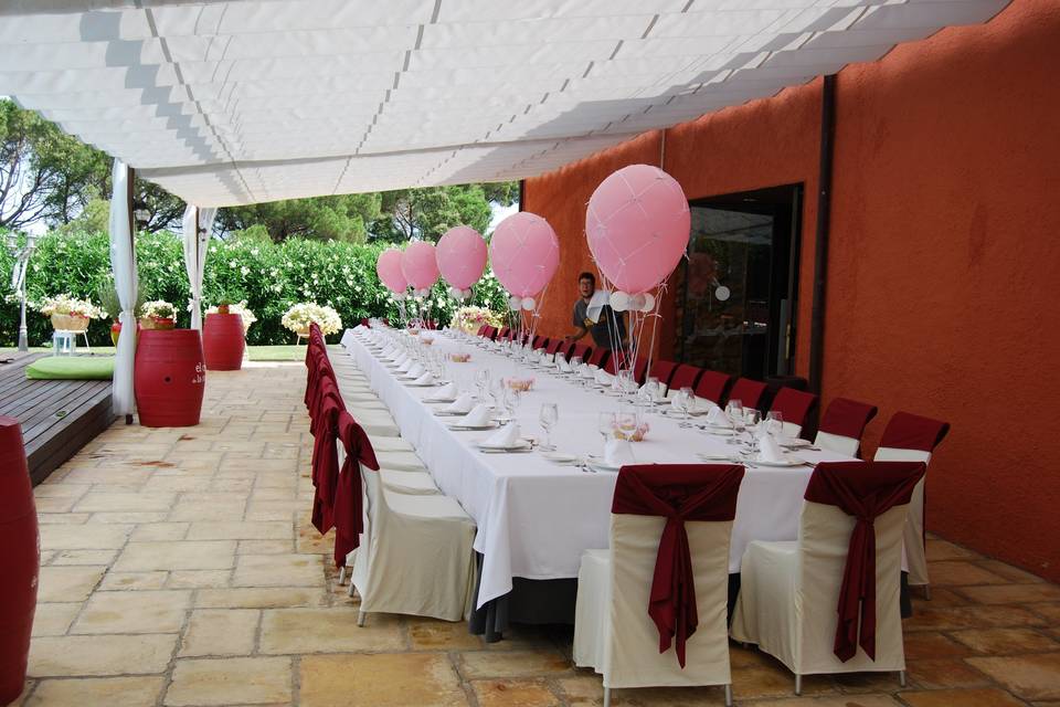 Globos aerostáticos en la mesa