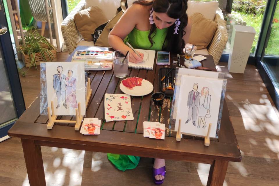 Live painting en boda