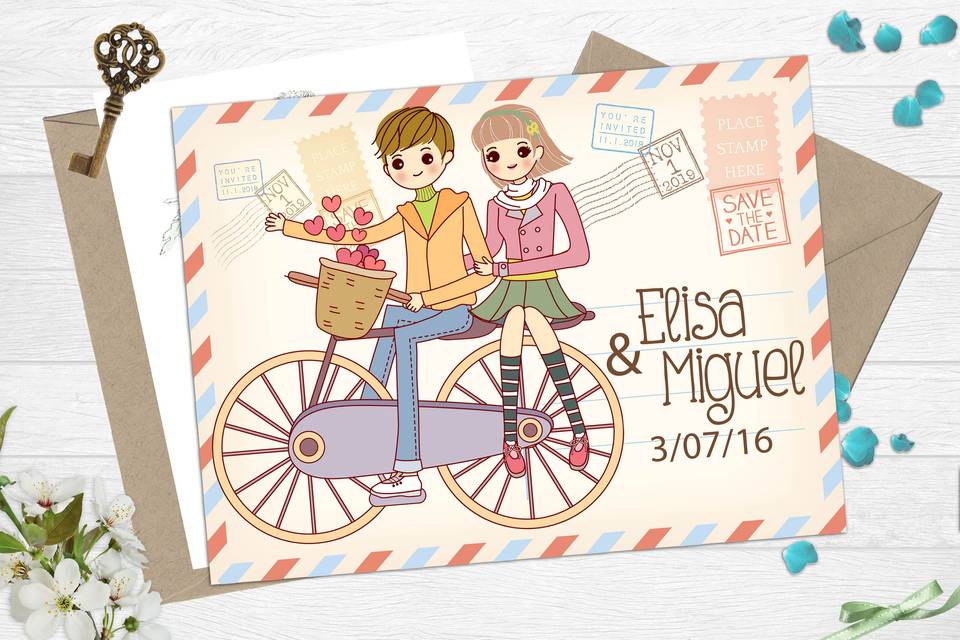 Invitación postcard bici