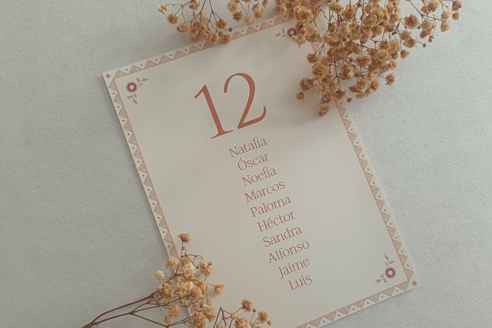 Seating plan Boho