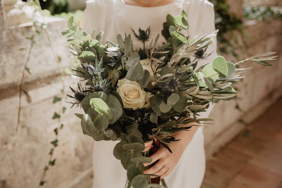 Ramo de novia con eryngium