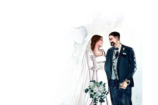 Ilustracion novios boda