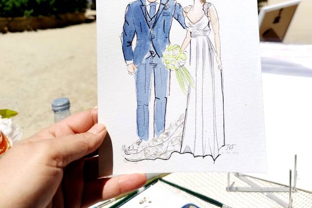 Acuarela novios arte en vivo