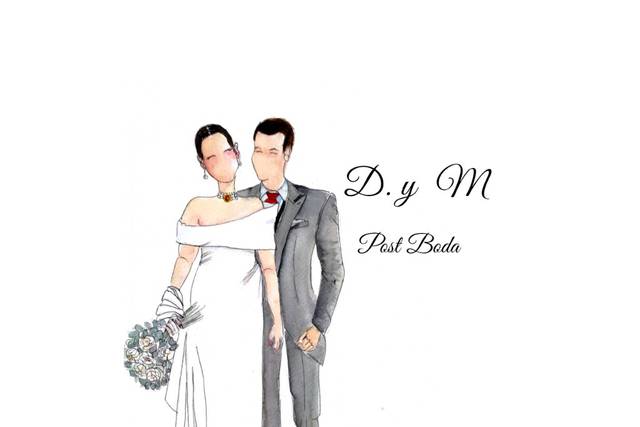 Ilustración novios boda