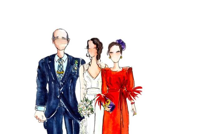 Ilustración novia boda