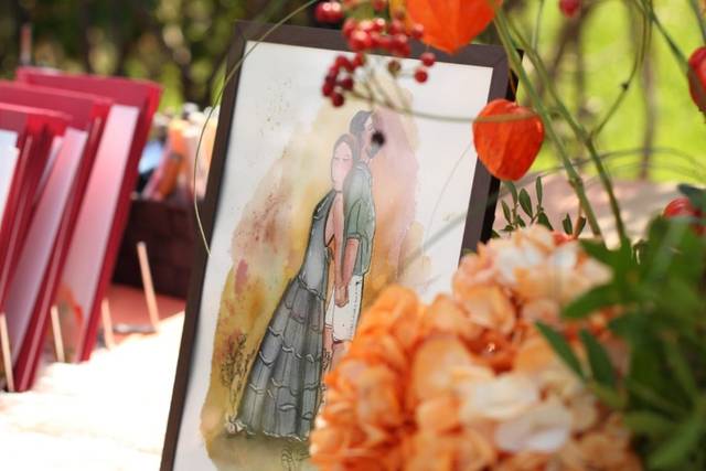 Ilustración novios boda