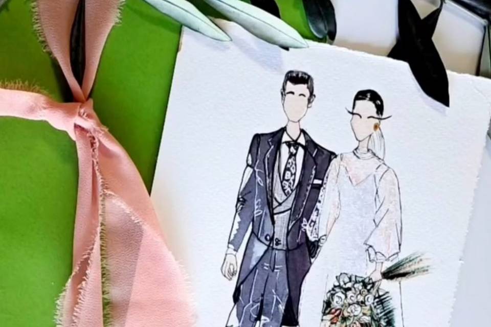 Acuarela recién casados