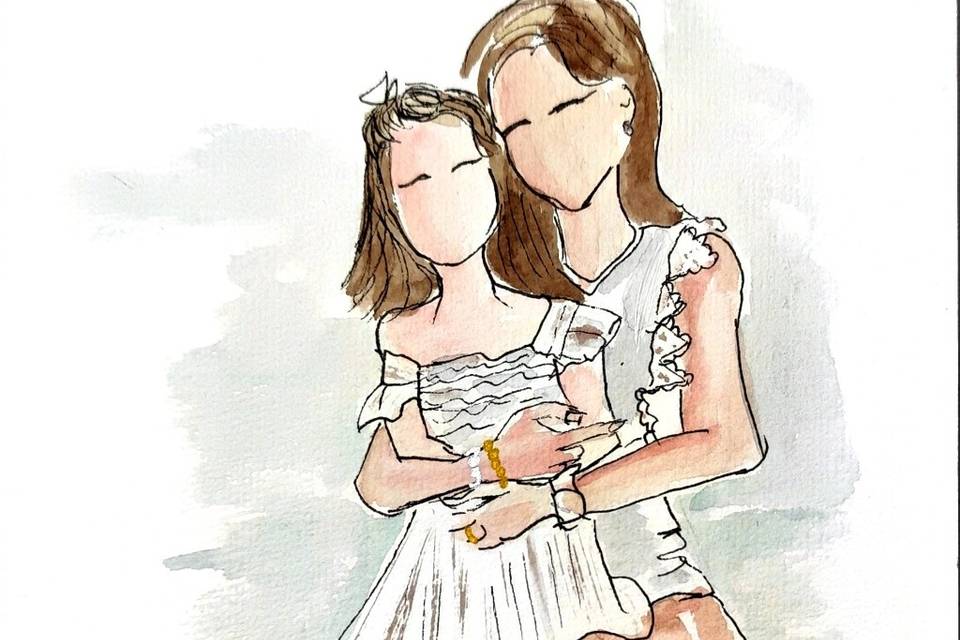 Ilustración invitados boda