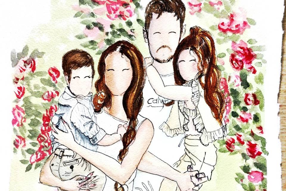 Dibujo boda familiar