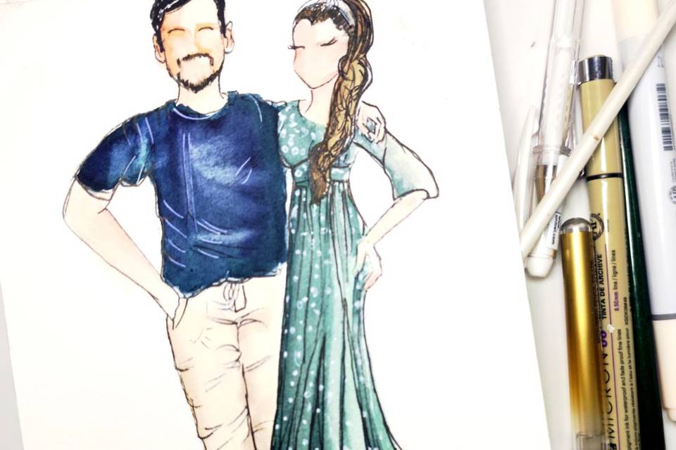 Boceto pareja novios