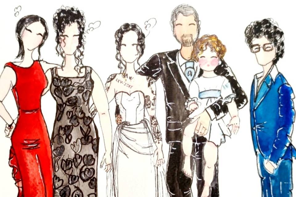 Boceto boda con invitados