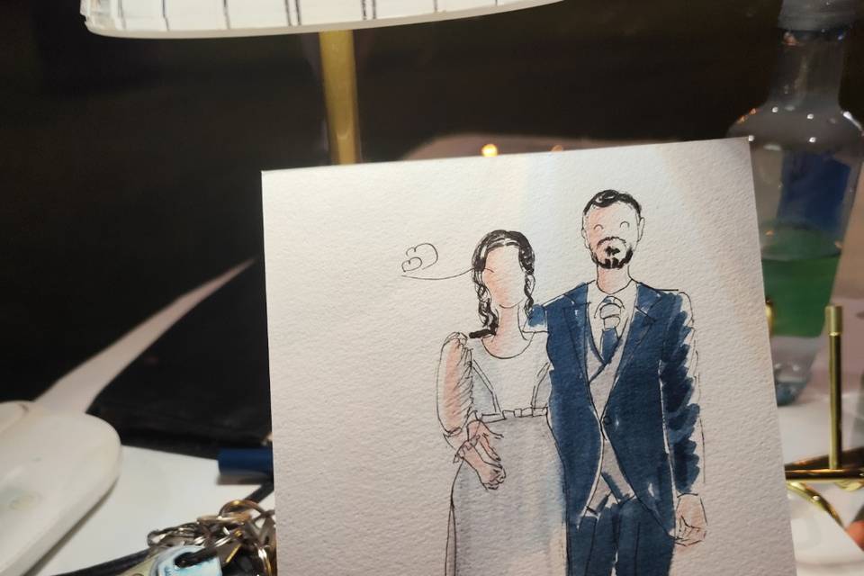 Novios en arte en vivo