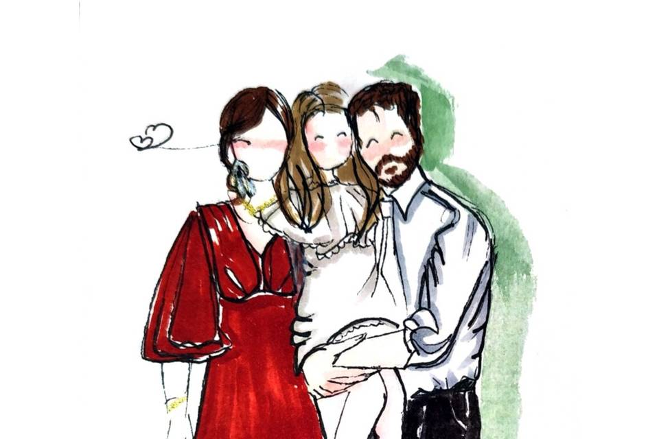 Acuarela familia arte en vivo