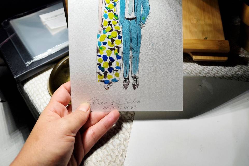 Aquarela convidados casamento