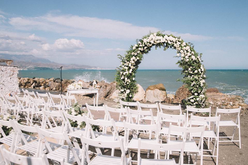 Ceremonia en la playa.