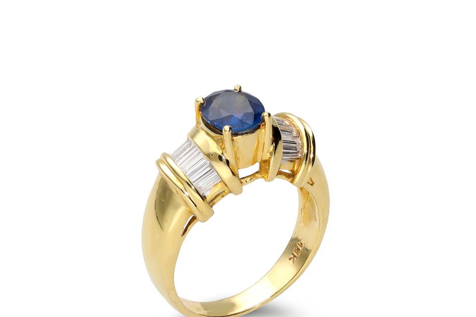 Anillo zafiro y diamantes