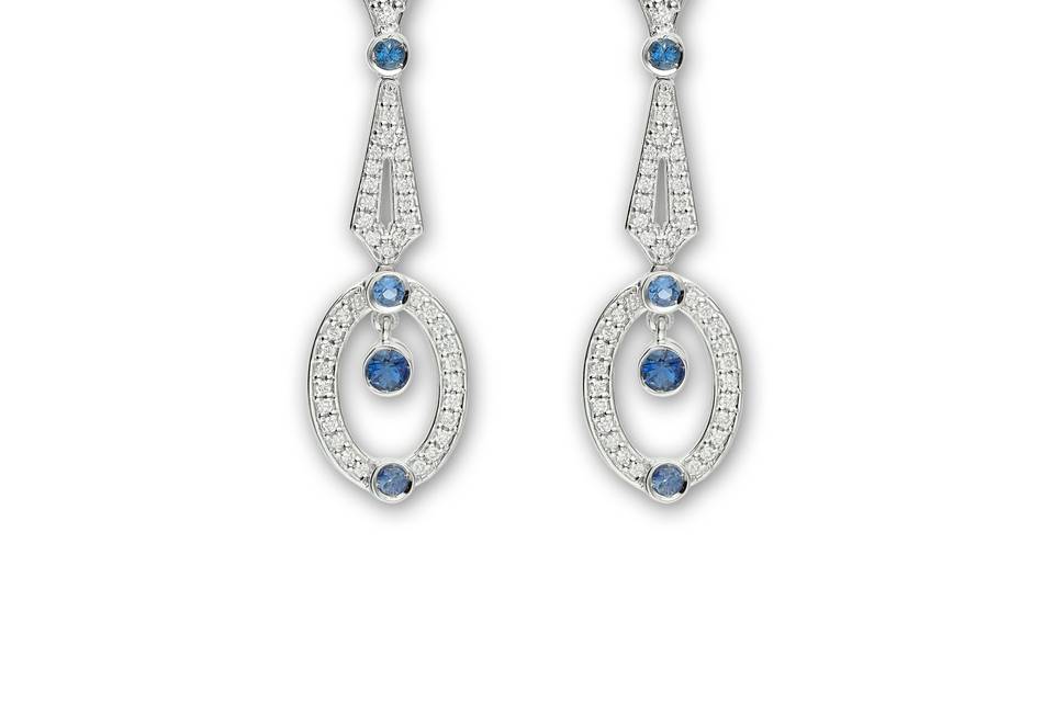 Pendientes zafiros y diamantes