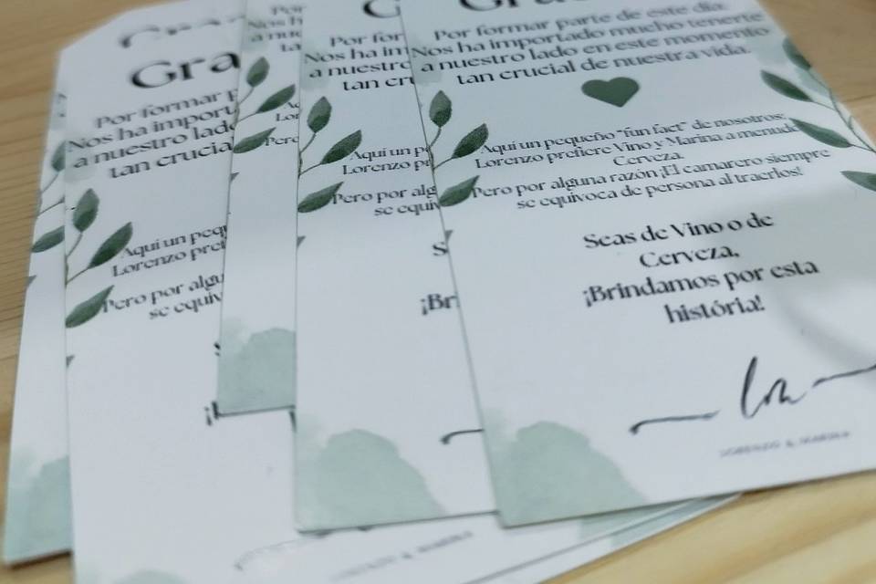 Tarjeta agradecimiento