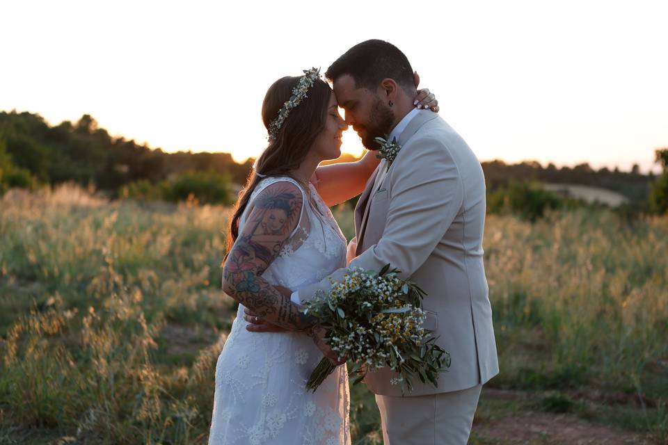 Fotos de novios al atardecer
