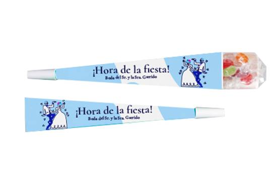 Vuvuzela para boda rellena de caramelos