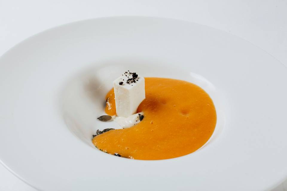 Crema de calabaza con queso