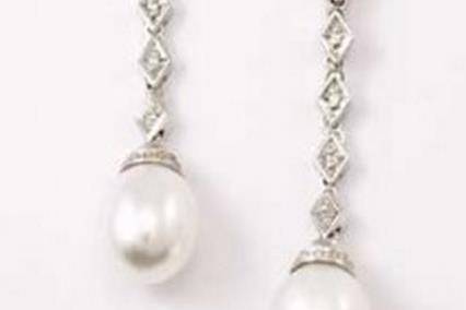 Pendientes de perlas y diamantes