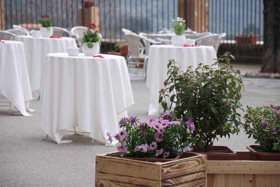 Montaje para aperitivo al aire libre