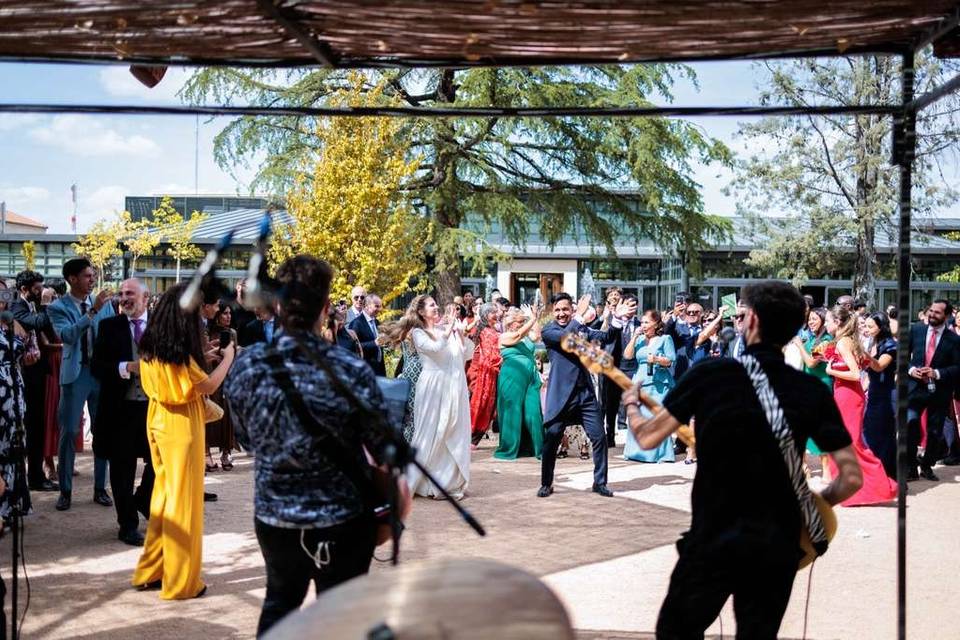 Los novios animando!!