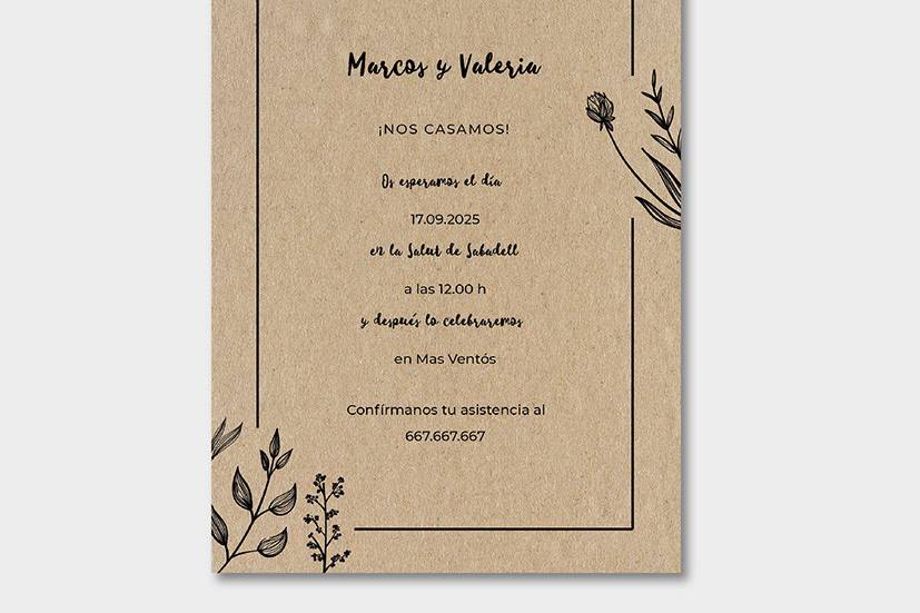 Invitación de boda tarjeta Mod. 10