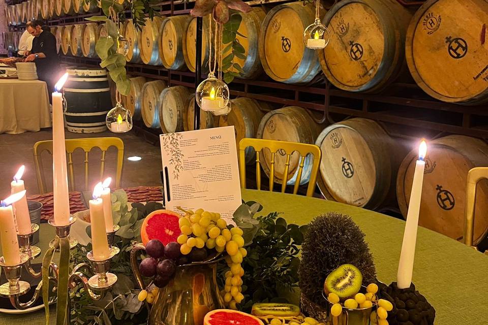 Decoración mesa bodega
