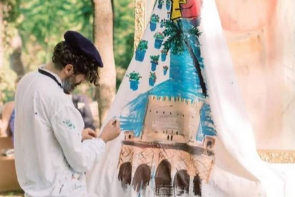 Espectáculo de bodas con pintor