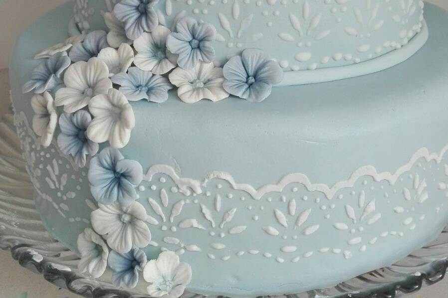 Tarta de boda azul