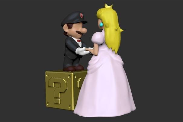 Mario y Peach - Pastel de boda