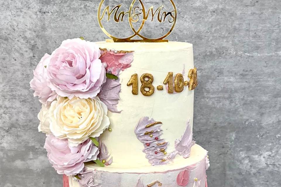 Tarta con detalles florales