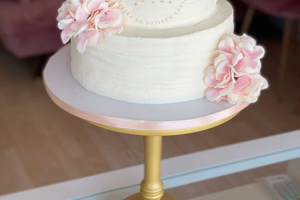 Tarta boda flores rosas