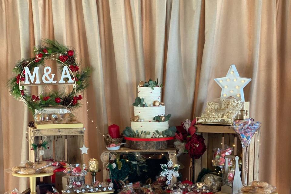 Mesa dulce boda navideña