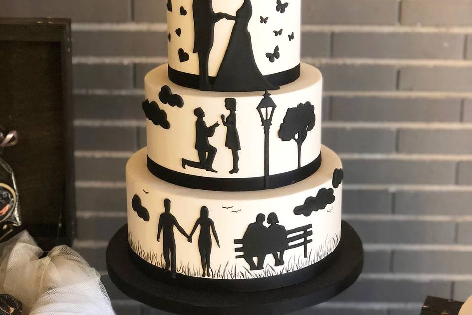 Tarta boda siluetas