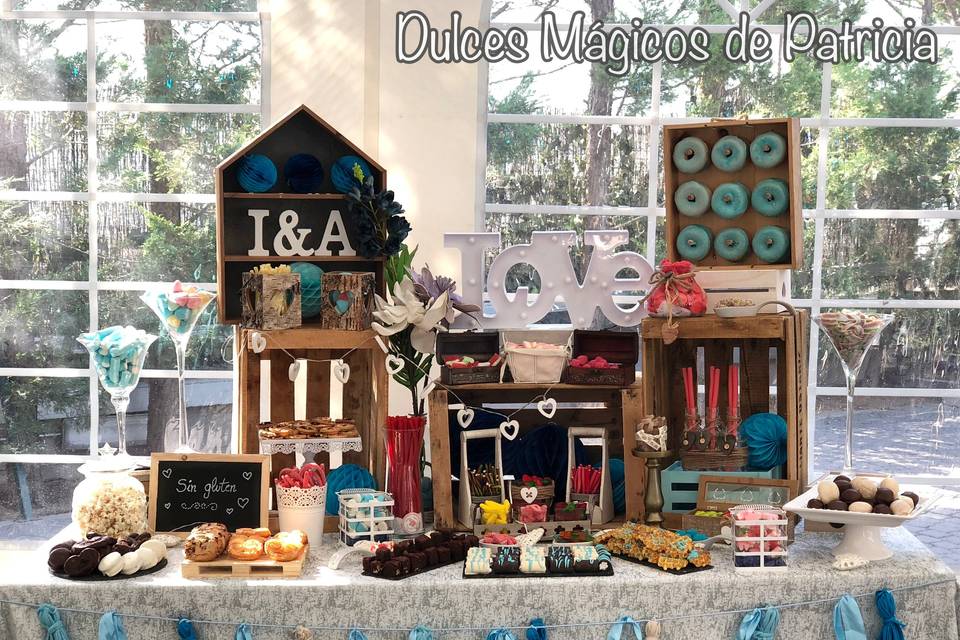 Mesa dulce boda azul